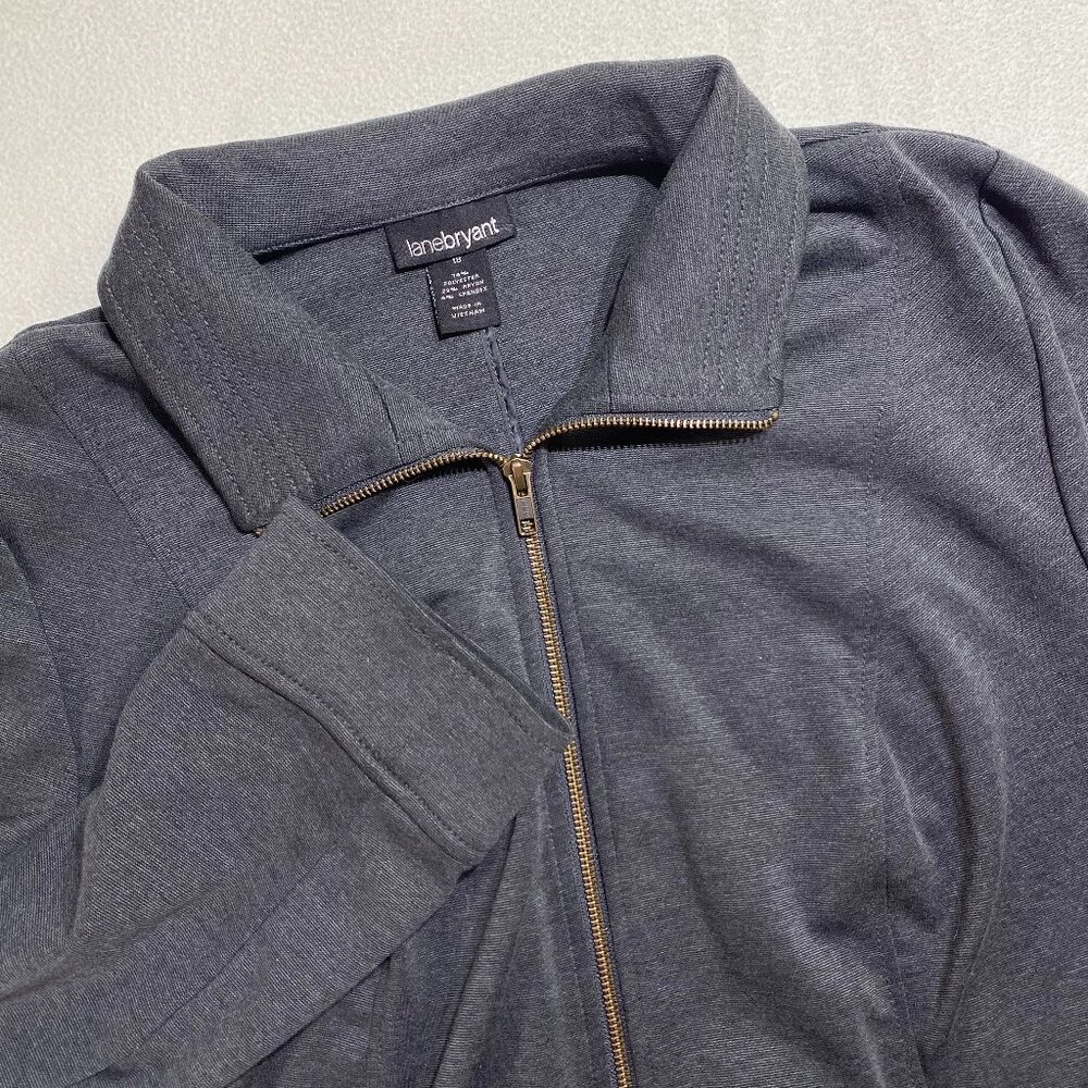 Lane Bryant Full Zip Mock Neck Sweater Womens 18 XL Black Heavy Sweater Jacket